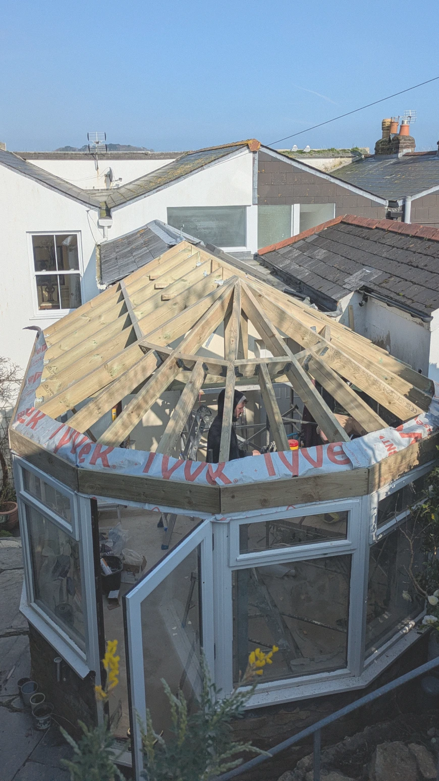 Conservatory roof structure in Falmouth, step 2